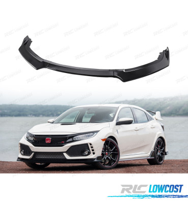 SPOILER LIP FRONTAL HONDA CIVIC 19-21 LOOK TYPE R NEGRO BRILLO