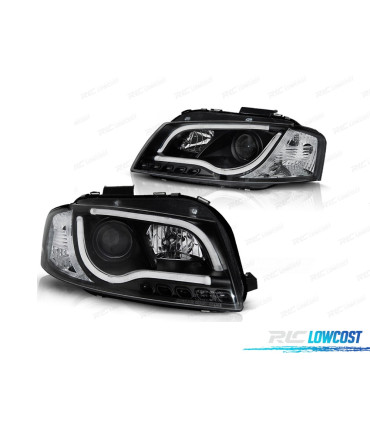 FAROS PARA AUDI A3 8P 03-08 TRU DRL NEGROS