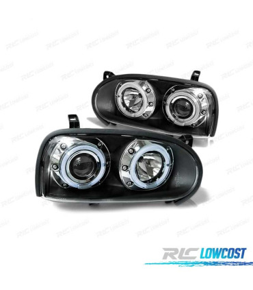 FAROS PARA VOLKSWAGEN VW GOLF 3 91-97 OJOS ANGEL NEGROS